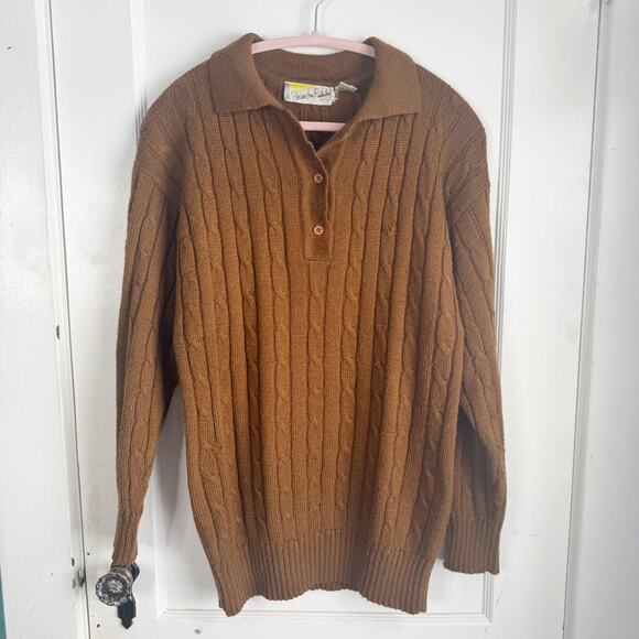 Diane von Furstenberg Sweaters - VTG Diane Von Furstenberg Collared Cable Knit Ribbed Polo Pullover Sweater M